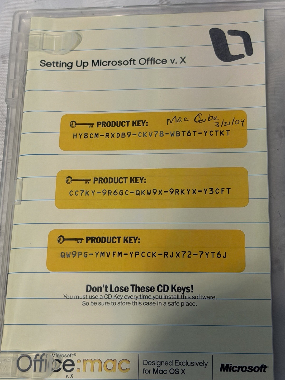 RARE Microsoft Office: Mac v. X for OS X