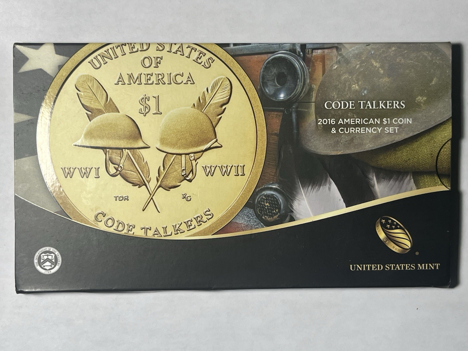 2016 United States Mint Code Talkers Native American $1 Coin and Currency Set