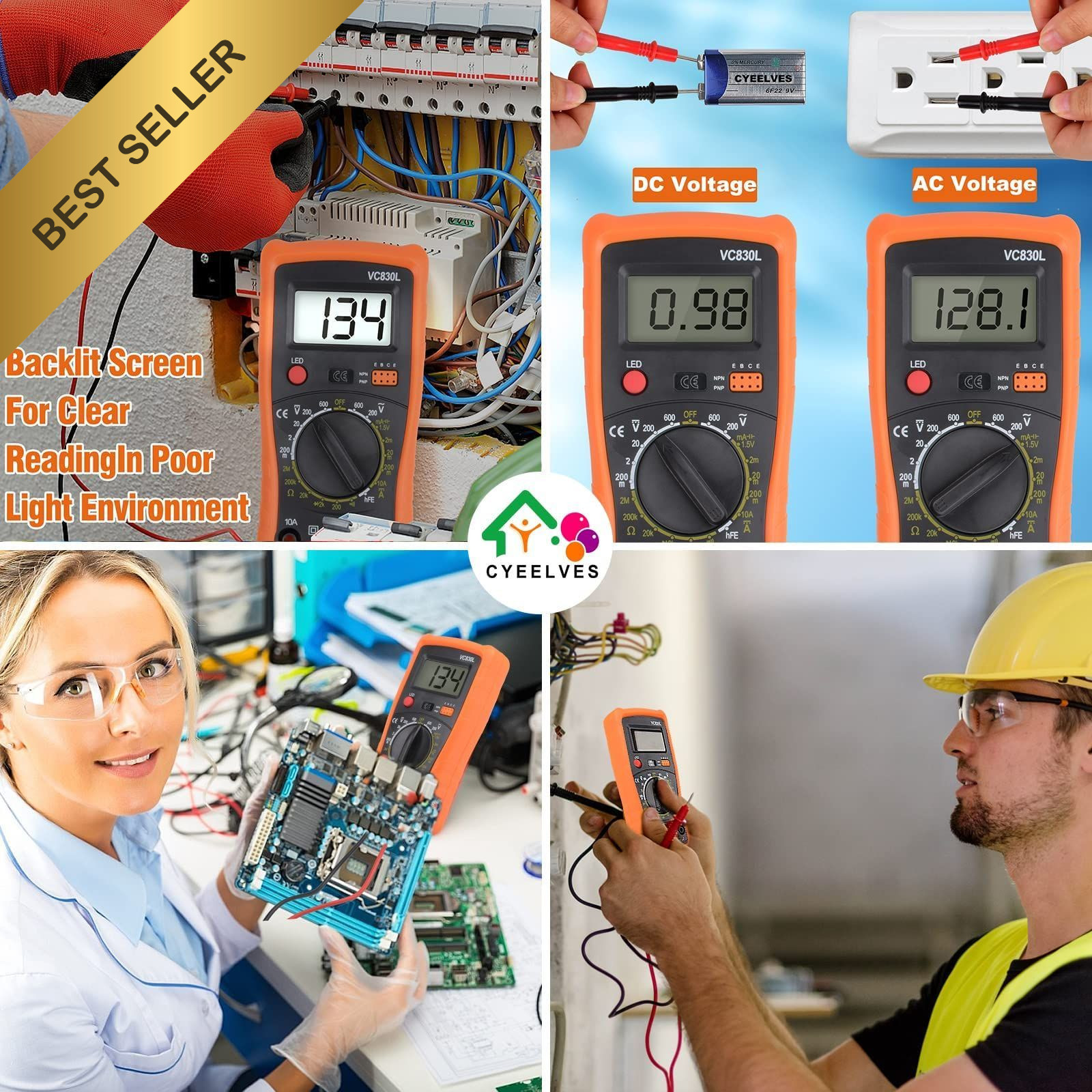 Digital Multimeter AC DC Voltmeter Ohm Amp Tester Backlit Battery Pocket Meter