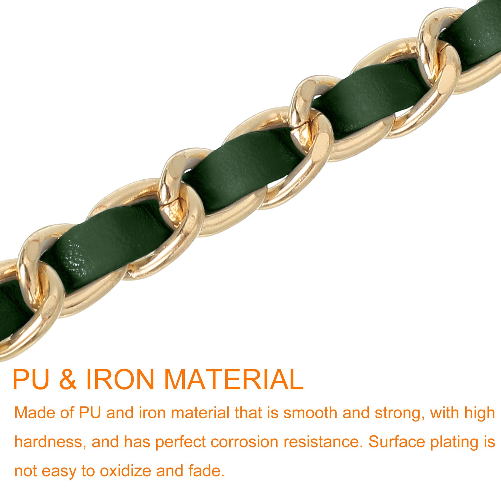 Purse Strap, 32" Leather for Shoulder Strap (Green, Gold)