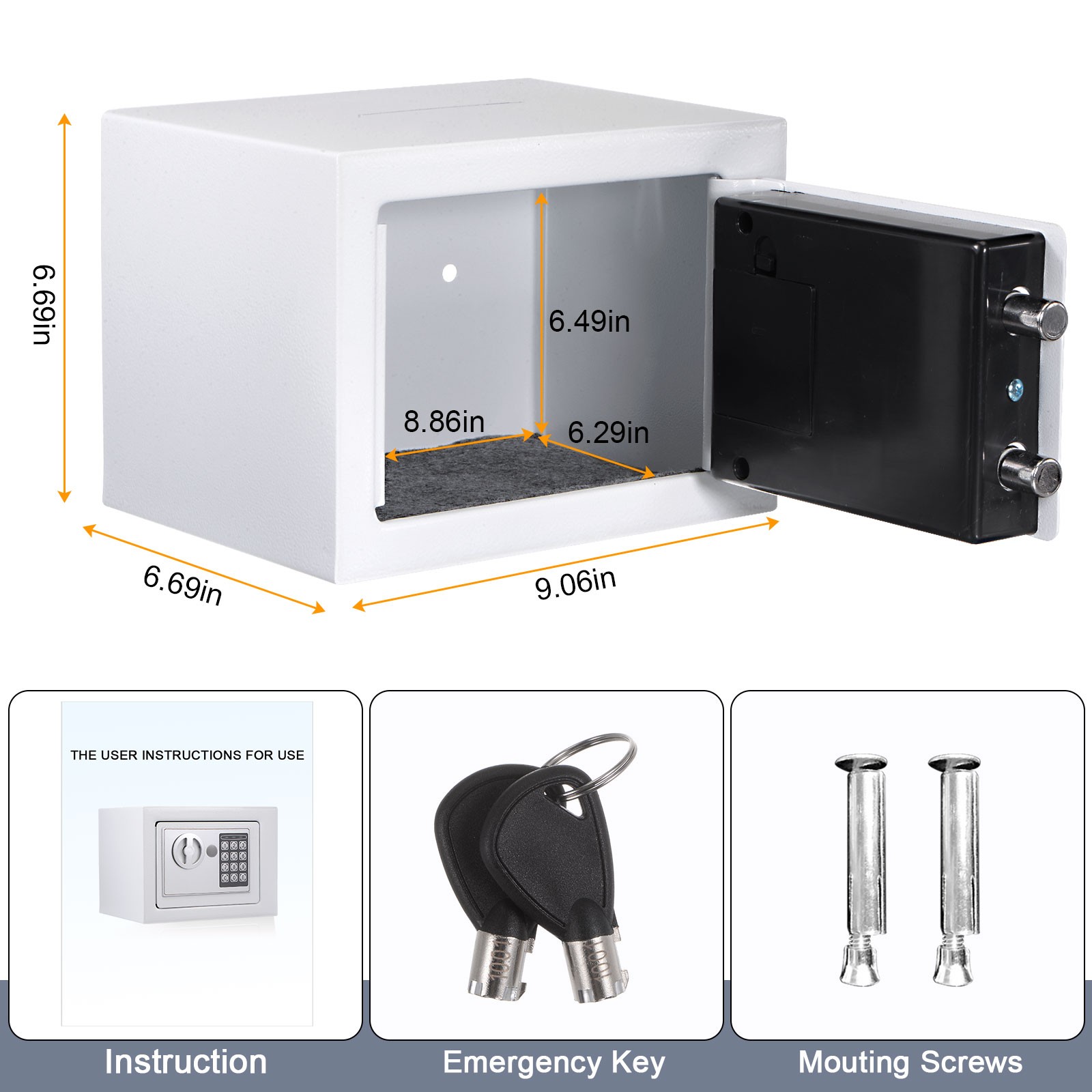 Small Safe Box Security Safe Box with Combination Lock Alarm System White