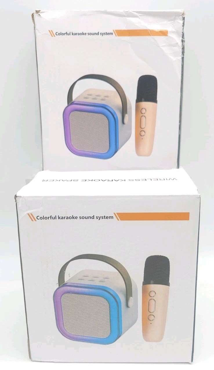Wireless Mini Karaoke Machine 2 Microphones Bluetooth Speaker Lights