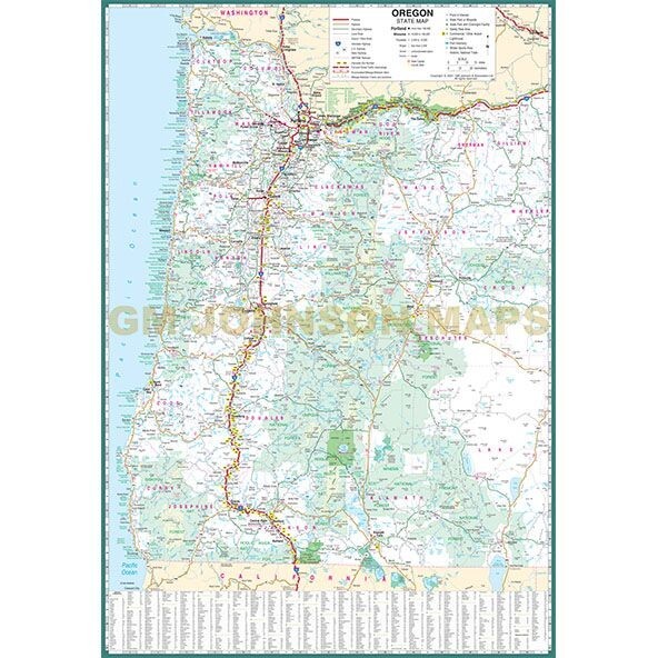 Large Print State Map of Oregon, by GMJ Maps