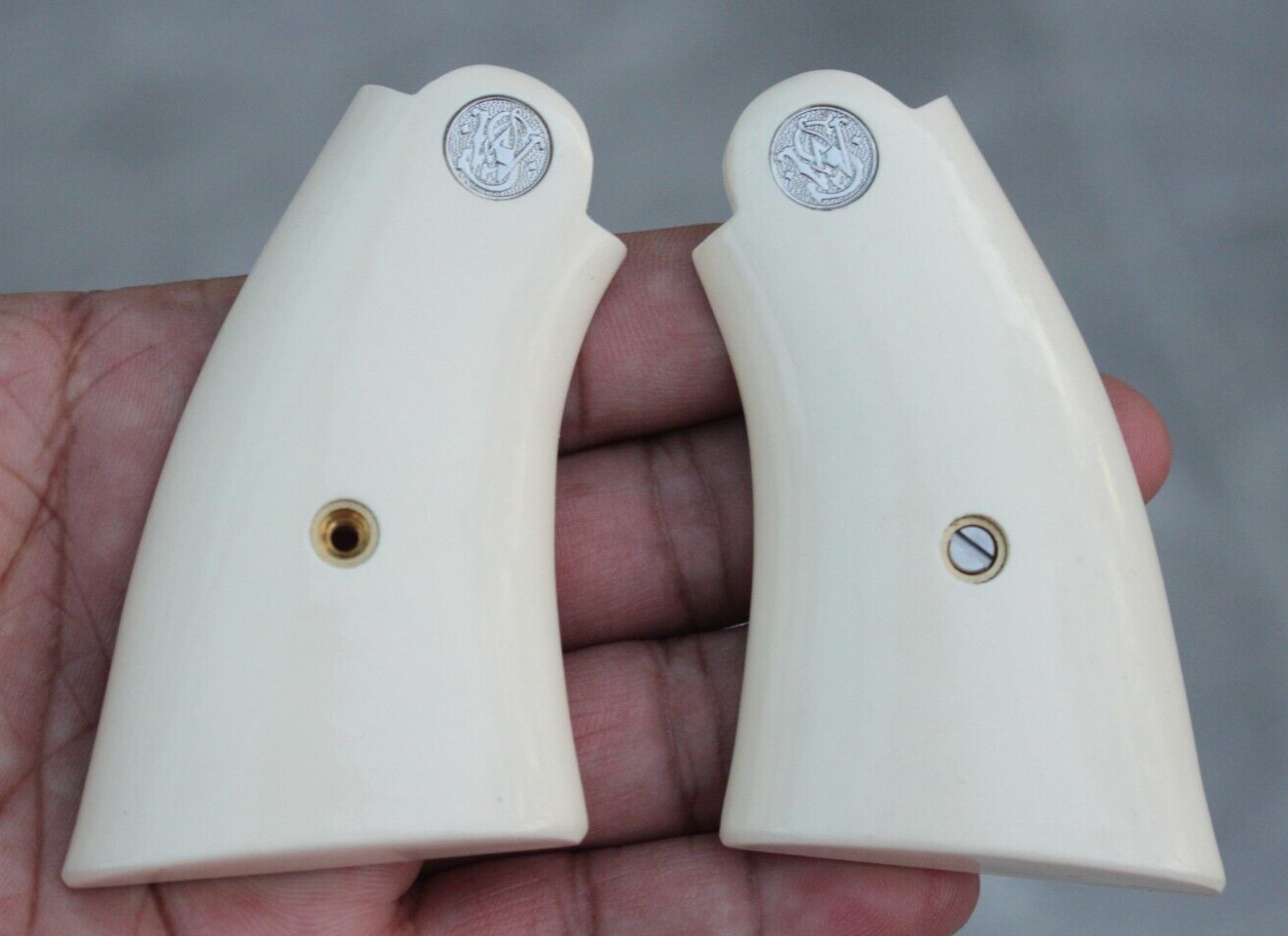 IVORY GRIPS FOR S&W N FRAME M1917 US ARMY FIT SQUARE BUTT CUSTOM SMOOTH RESIN