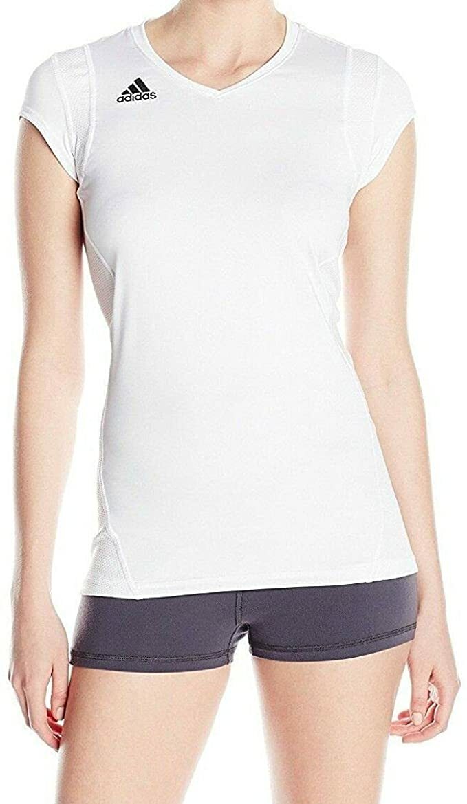 ADIDAS WOMENS VOLLEYBALL QUICKSET CAP SLEEVE JERSEY (XS, S) NEW WHITE