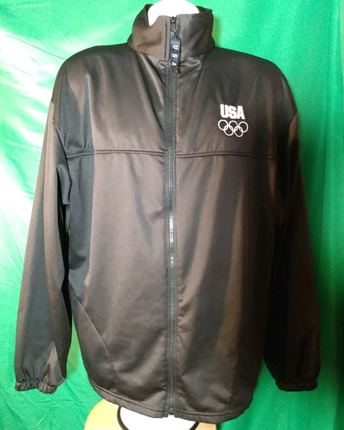 United States Olympic Committee Black Full Zip LongSleeve Track Jacket Size XXL
