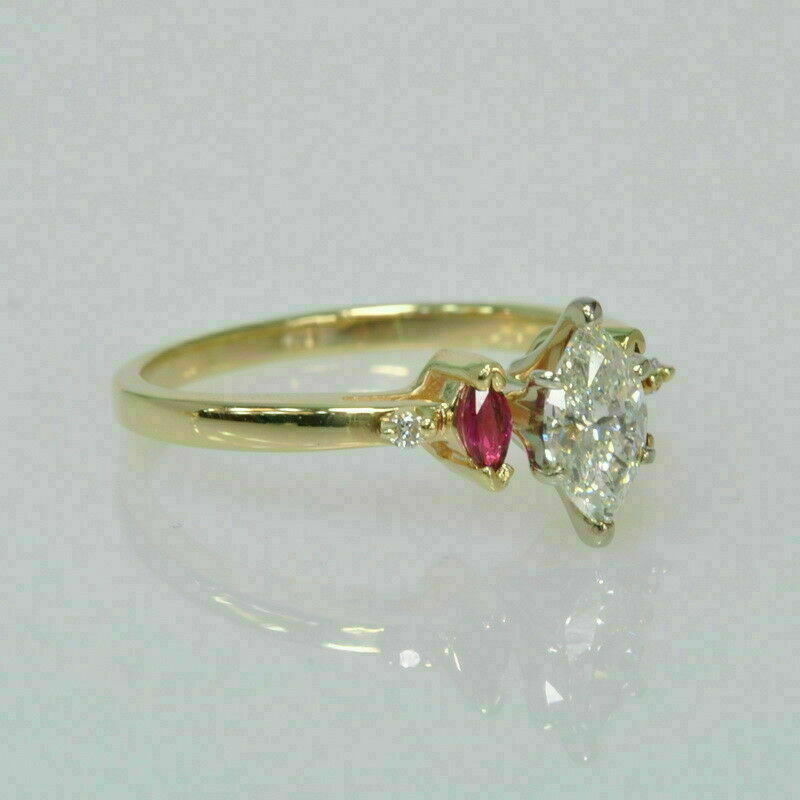 2Ct Marquise Diamond Lab Created Ruby Enhancer Band Ring 14k Yellow Gold Finish
