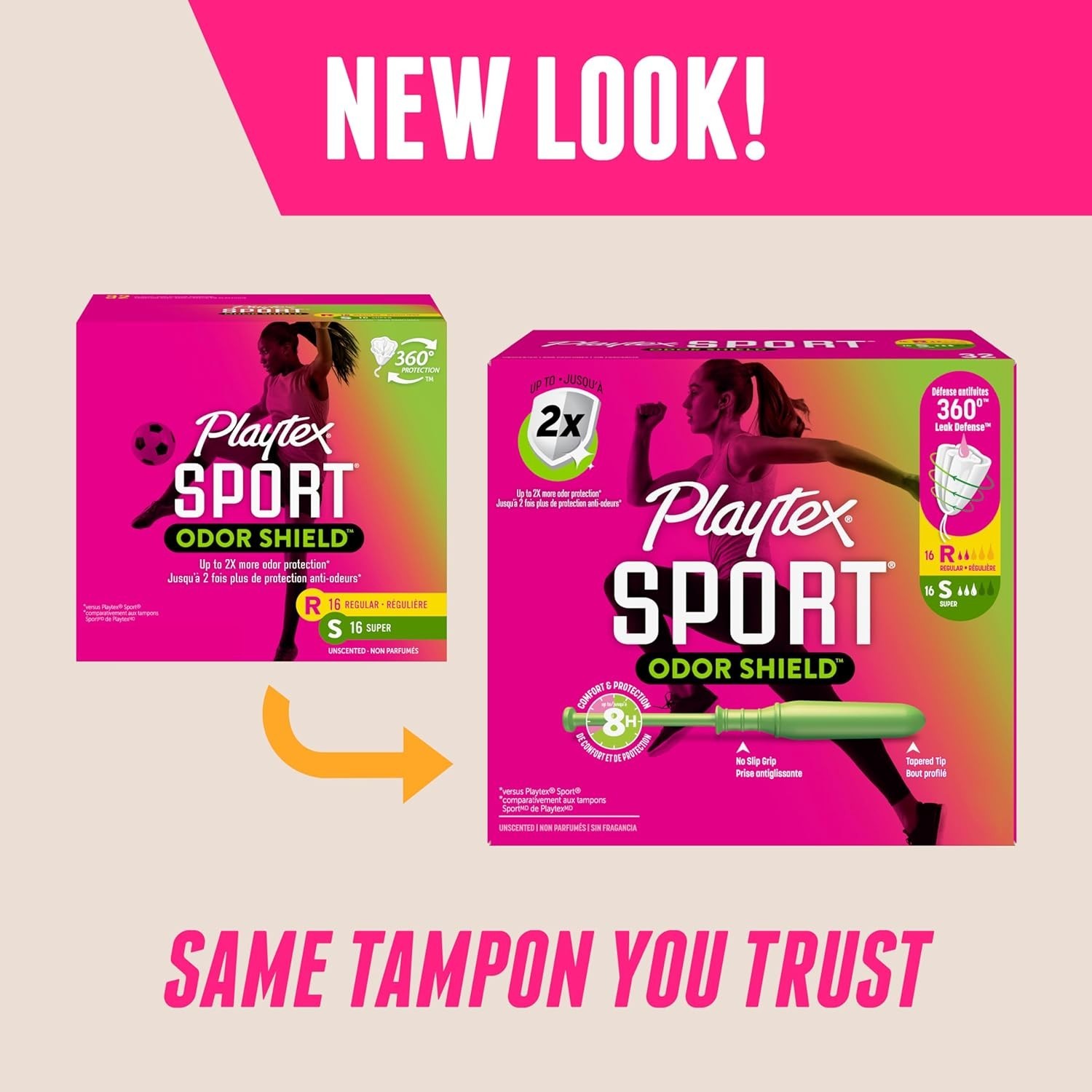Playtex Sport Odor Shield Tampons Multipack - 16ct Regular/16ct Super, Unscented