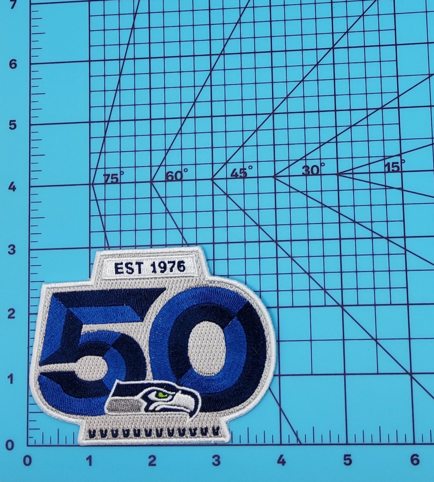 Seahawks 50th Anniversary Embroidered Iron / Sew-On Patch 4"