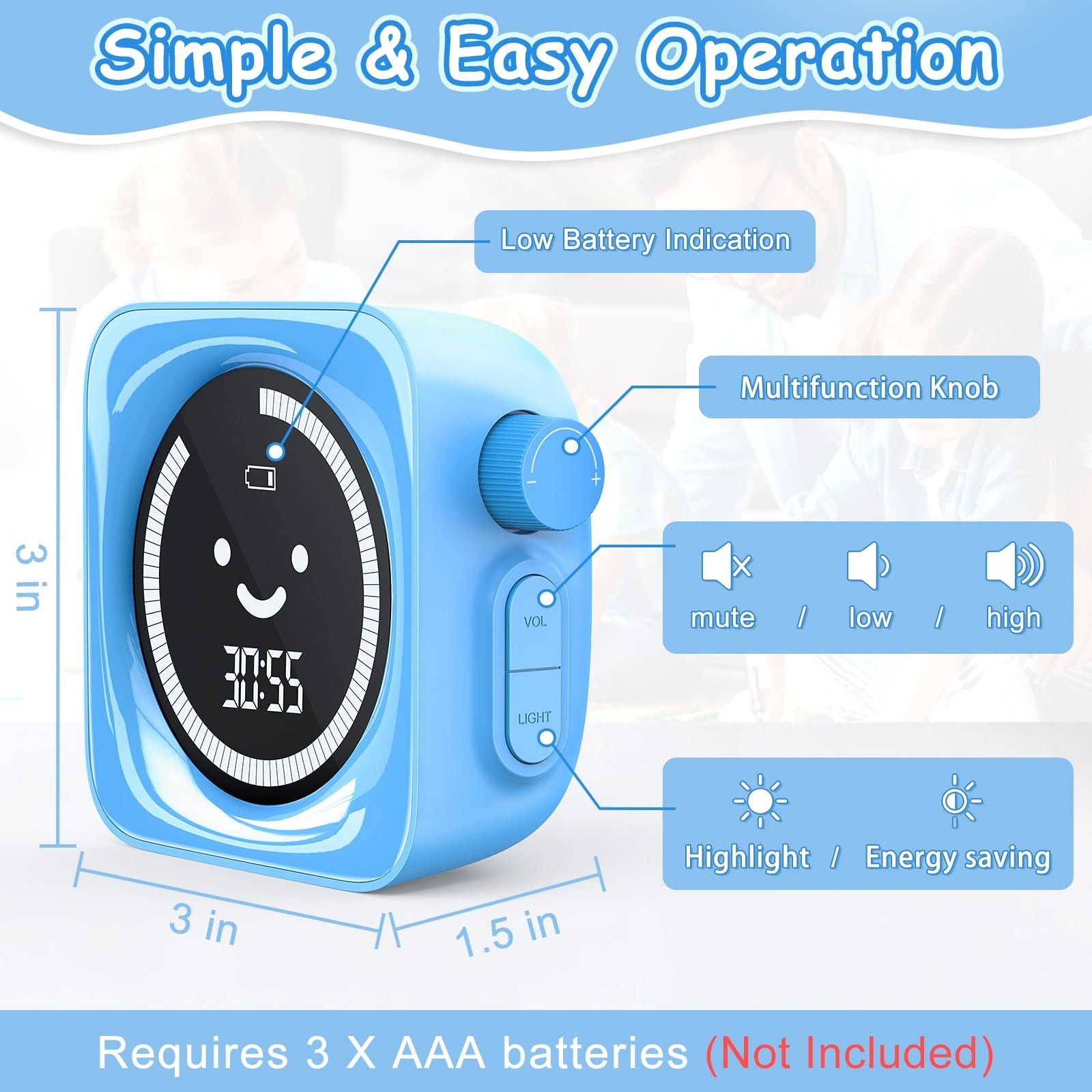Visual Kids Timer, 99~Minute Digital Classroom Countdown Timer