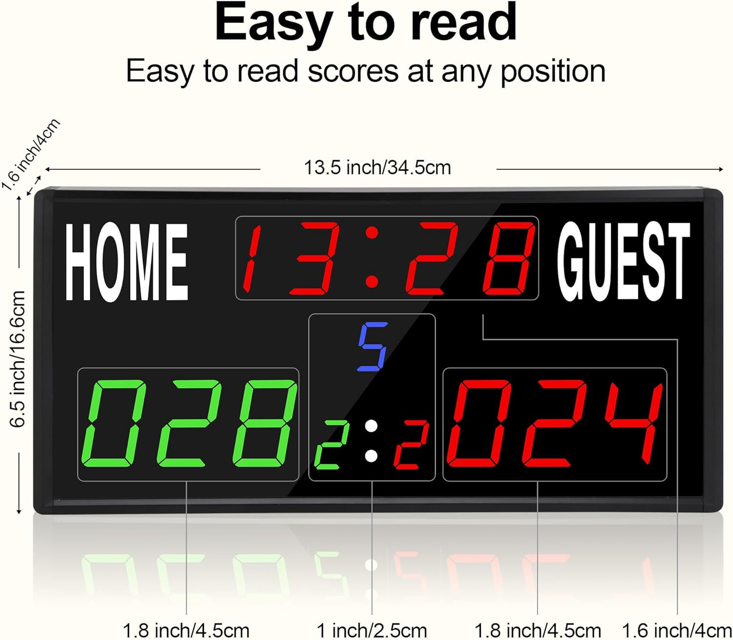 LED Electronic Scoreboard Digital Score Keeper with Remote/Timer/Shot Clock | Ba