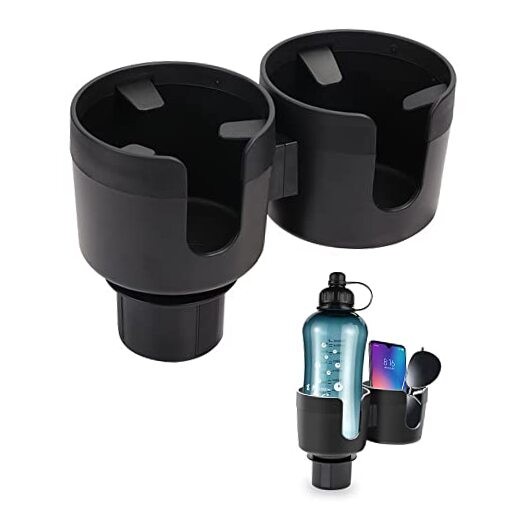 Dual Cup Holder Expander for Car, 2 in 1 Multifunctional Large Car Cup Black