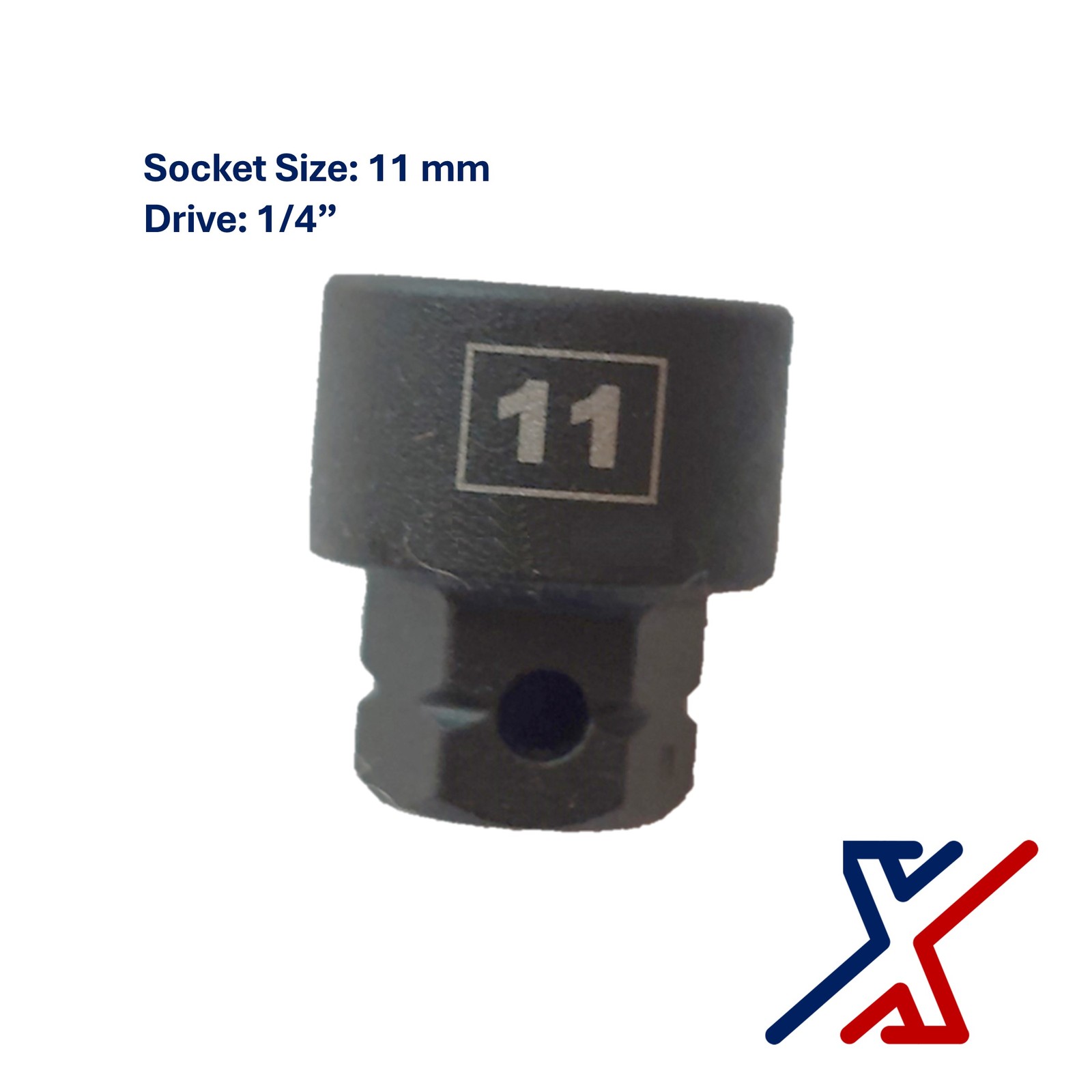 11mm. x 1/4" Drive Nano Socket / Stuby Socket by X1 Tools