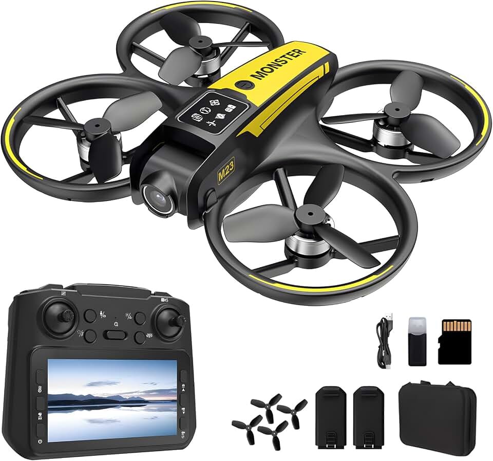 Drone with Camera for Kids and Beginners,4.5"Screen Remote,Two Batteries