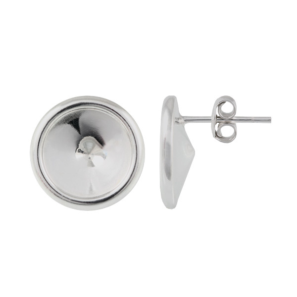 Sterling Silver Stud Posts for Gluing Rivoli Shape Crystals 8mm, 10mm, 12mm