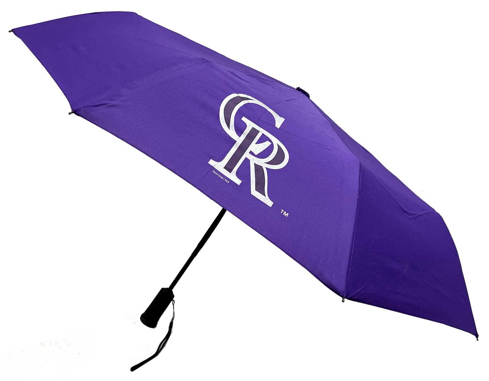 Storm Duds Colorado Rockies 42” Automatic Folding Umbrella W/Flashlight – Purple