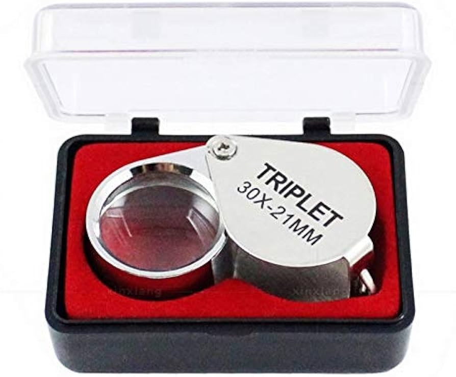 Jewelers Eye Loupe TRIPLET 30X 21mm Magnifier Coin Stamp Error Hand Lens + Case