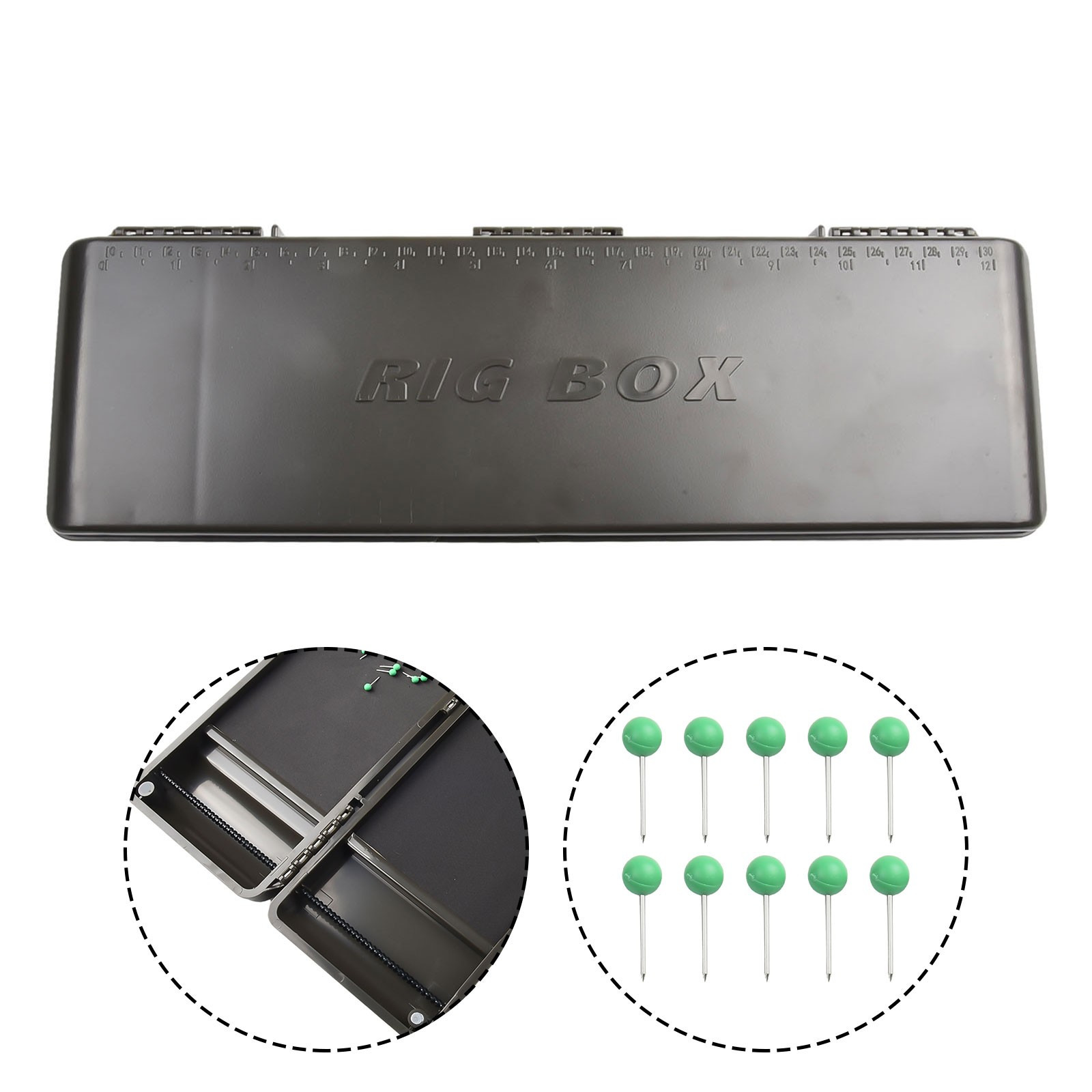 2023 New 1pc Fishing Line Box Cable Box 34.5*11*3.5cm About 379g Dark Army Green