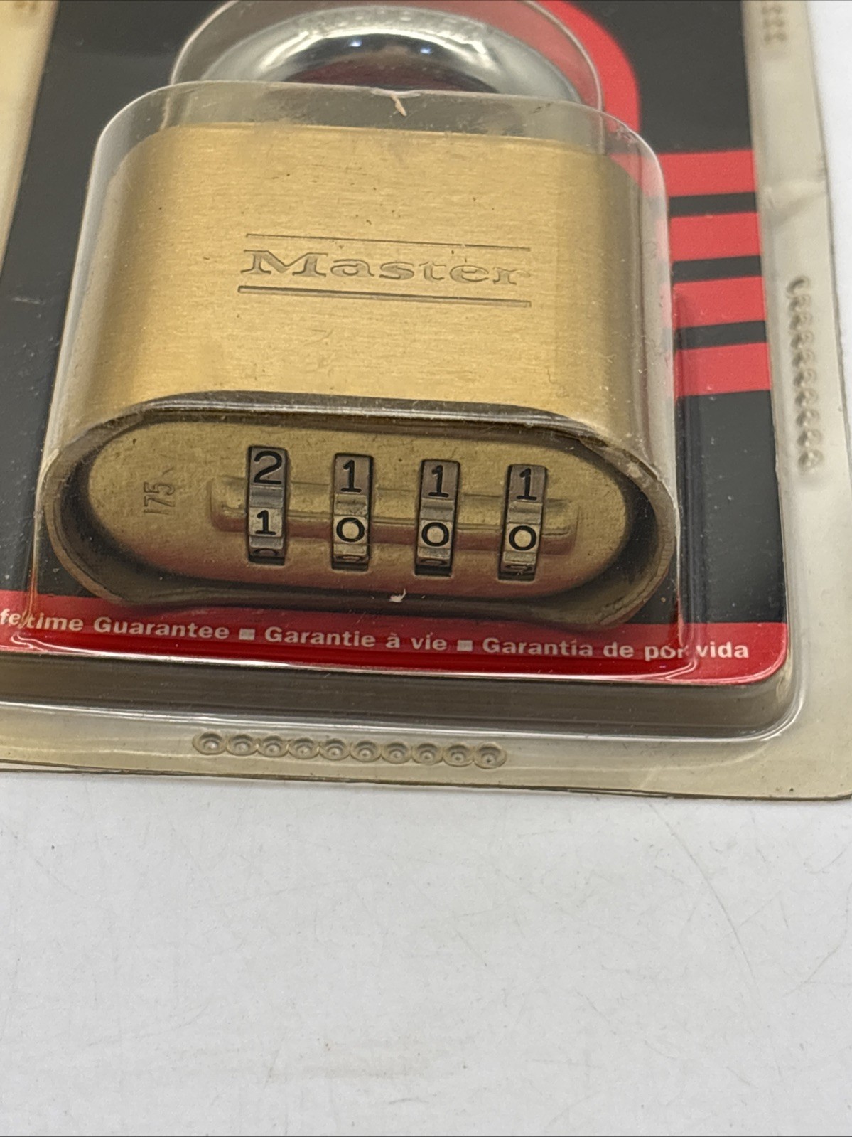 VTG Master Lock Resettable Combination Padlock 2" wide Brass 175D NOS - 1999
