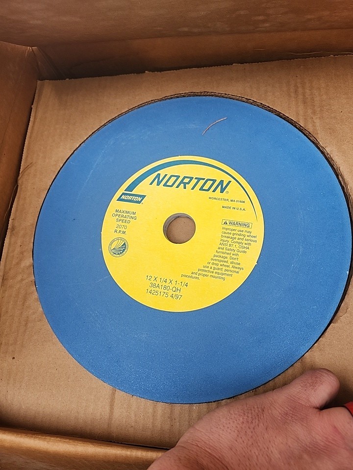 NORTON new old stock (2 per) 38A180-QH Grinding Wheel 12"x1/4x1 1/4  1425175