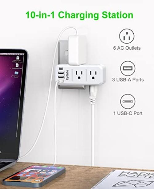 Multi Plug Outlet Extender Surge Protector 1700J, Wall Power Strip with 1 Pack