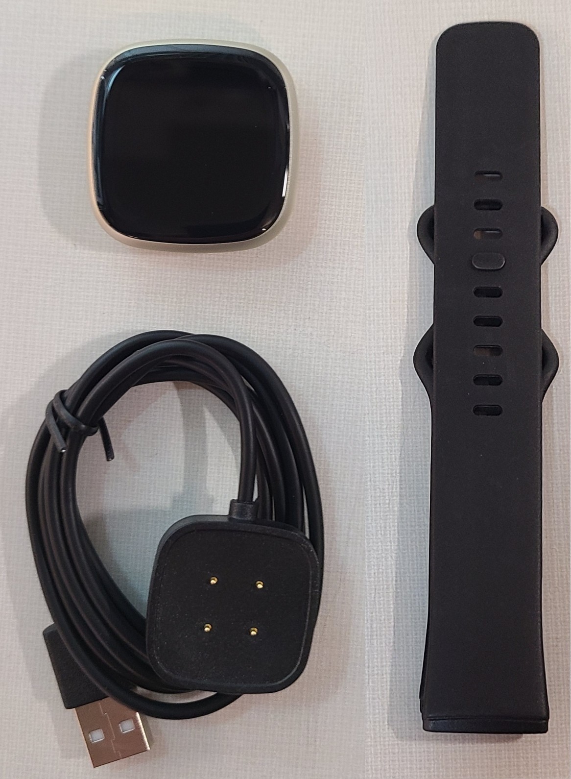 Fitbit Versa 3 Watch - Gold - FB511 - New Black Band & Chgr - MODERATE Cond.