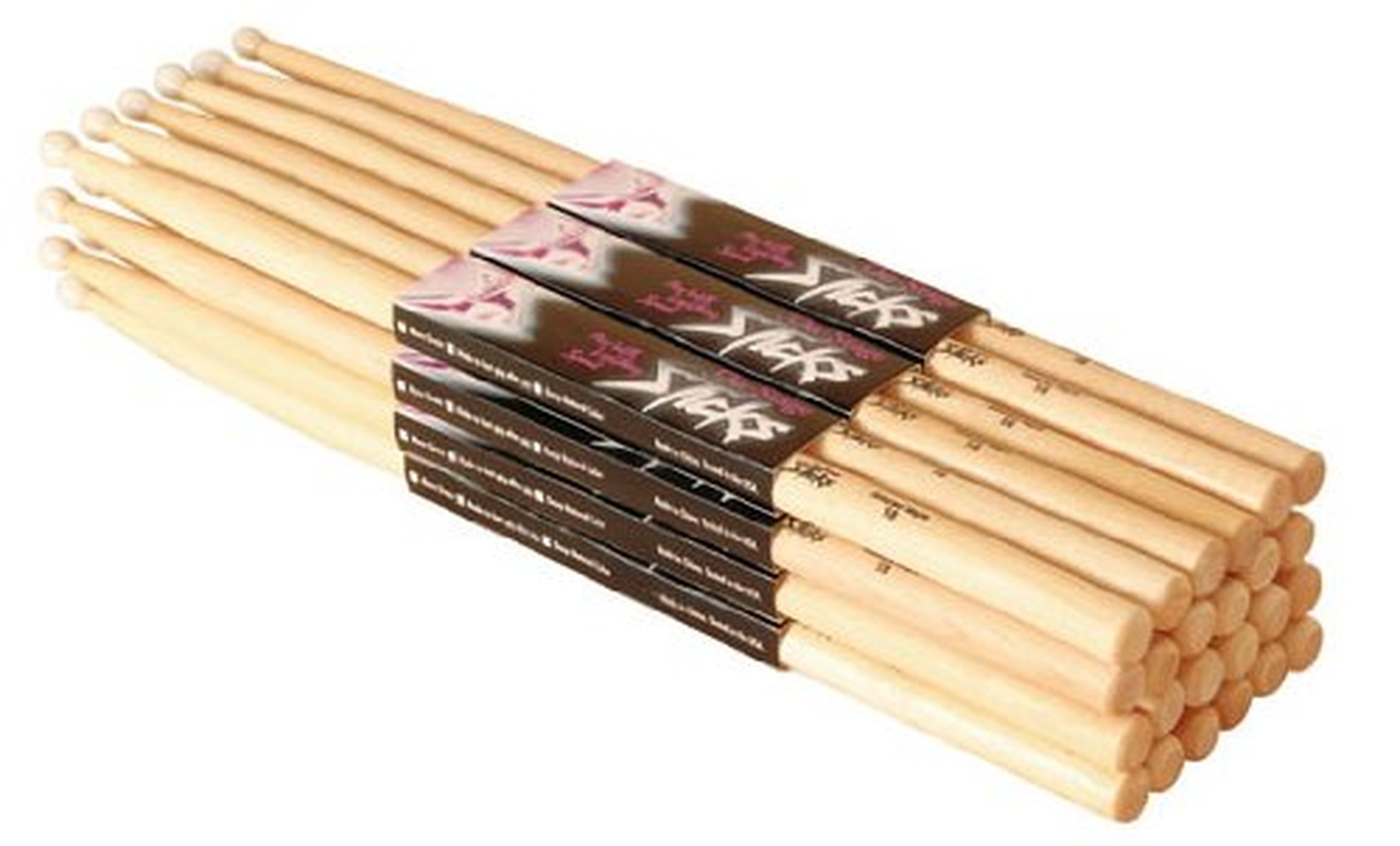 On-Stage Maple 5B Wood Tip Drumsticks, 12 Pairs