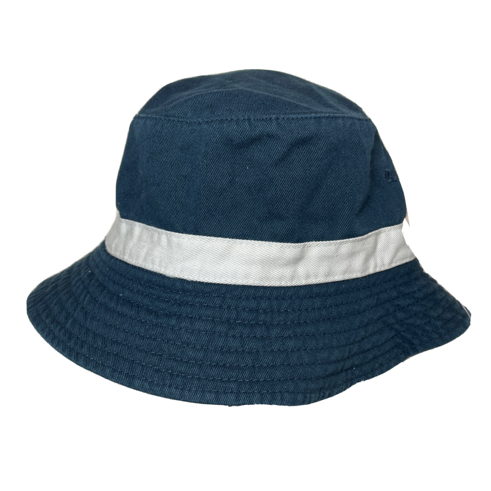 Vintage Town Talk Unisex Bucket Hat Blue and Tan Trim One Size 22 1/2"