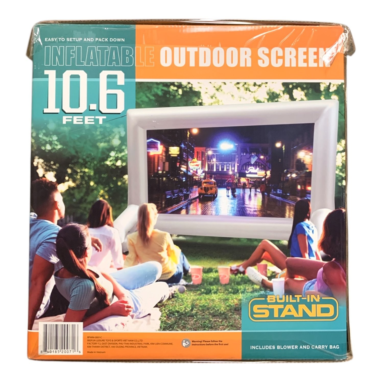 BIGFUN 10.6 Feet Inflatable Outdoor Projector Screen with Built in Stand (White)