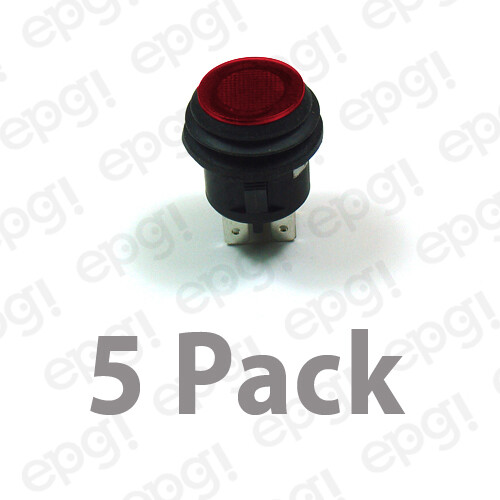 SPST (ON/OFF) ILLUMINATED PUSH BUTTON SWITCH RED 10AMPS - 120VAC #66-2495-5PK