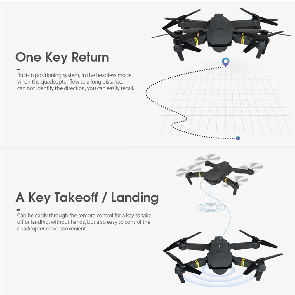RC 4K Drone HD Wide Angle Camera Drones E58 WiFi Foldable Quadcopter 2 batteries