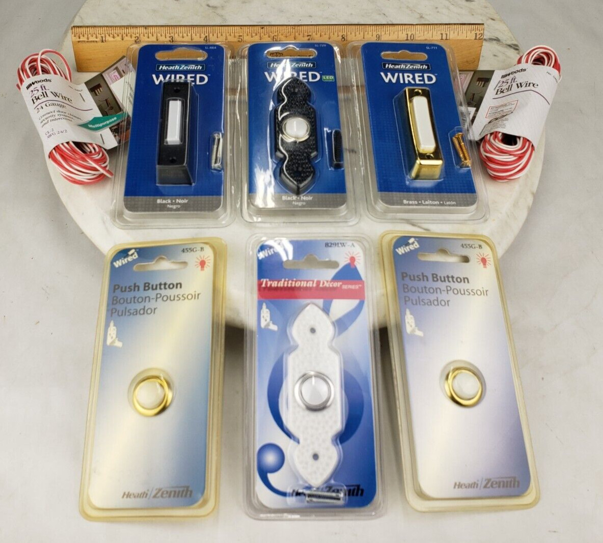 8x Door Bell Lot Woods 0452 Bell Wire 24/2 25-Feet Wired SL-729 829LW-A Heath Co