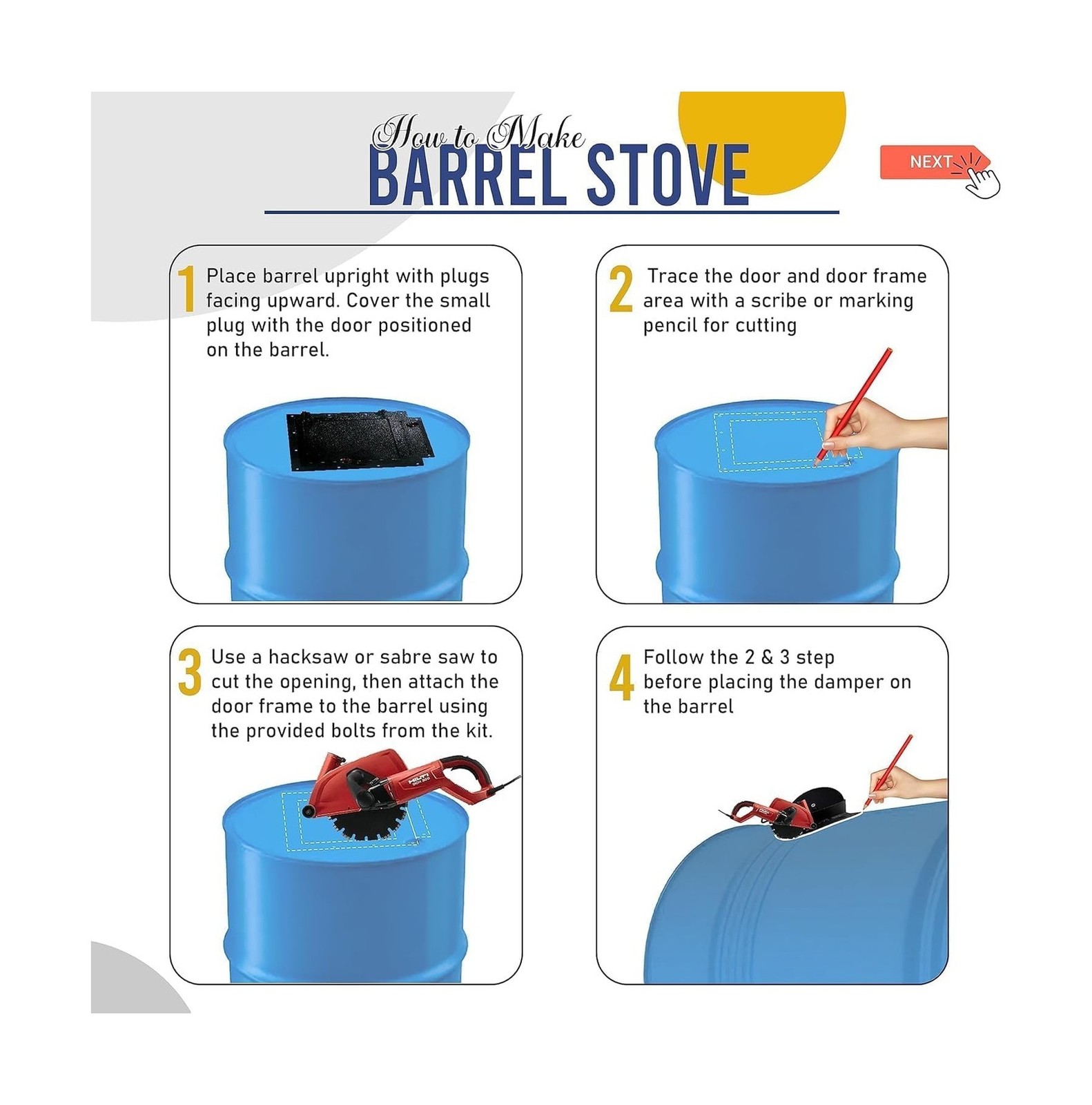 Barrel Stove Kit – Perfect for Wood Stove Kit for 55 Gallon Drum - Barrel