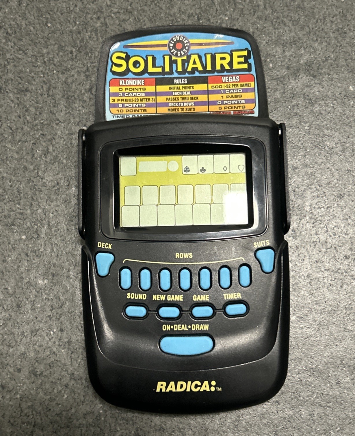 Radica Electronic HandHeld Solitaire Game Model 3620 Tested Excellent