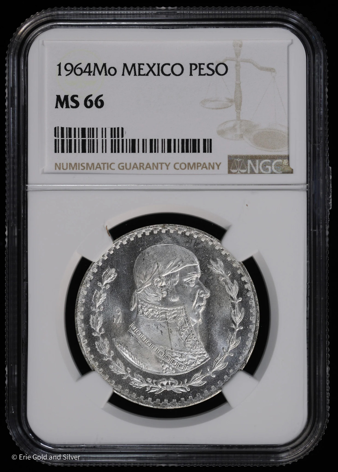 1964-Mo Mexico Silver Peso NGC MS 66