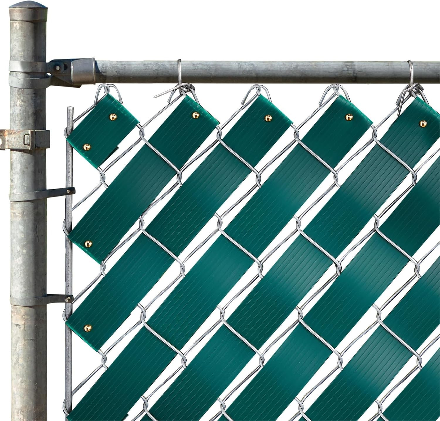 Chain Link Fence Slats, Privacy Screen Covering Tape Roll with Brass Fasteners,