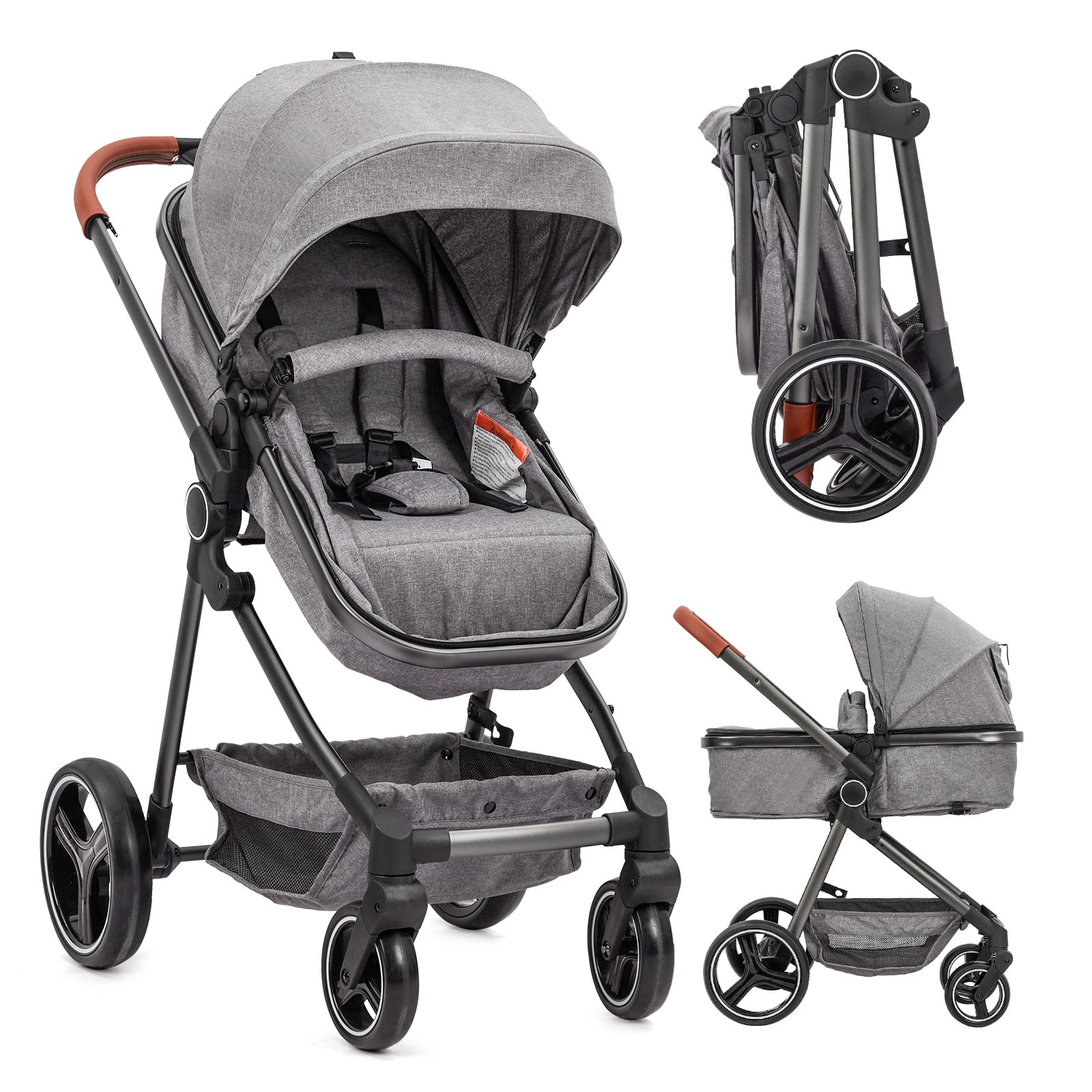 Foldable Baby Stroller for Newborn With Adjustable Backres 5-Point Harness USA