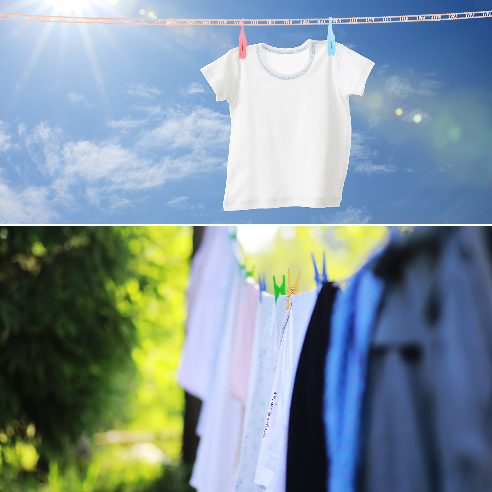 2pcs Windproof Clothesline 10M 33ft Plastic Non-Slip Clothes Drying Rope White