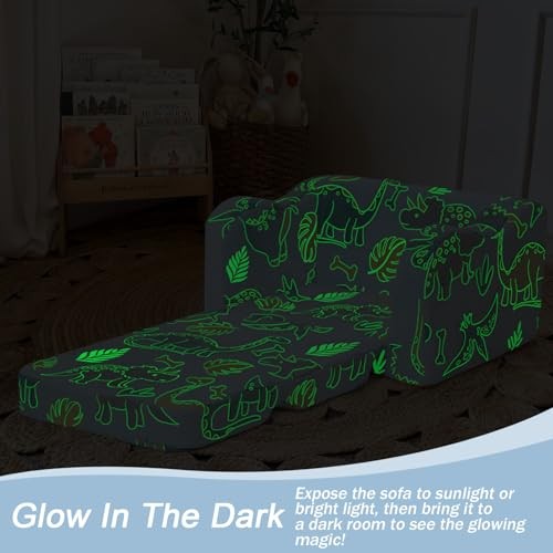 Toddler Chair – Convertible Glowing Dinosaur Flip-Out Kids Polyester Sky Dino