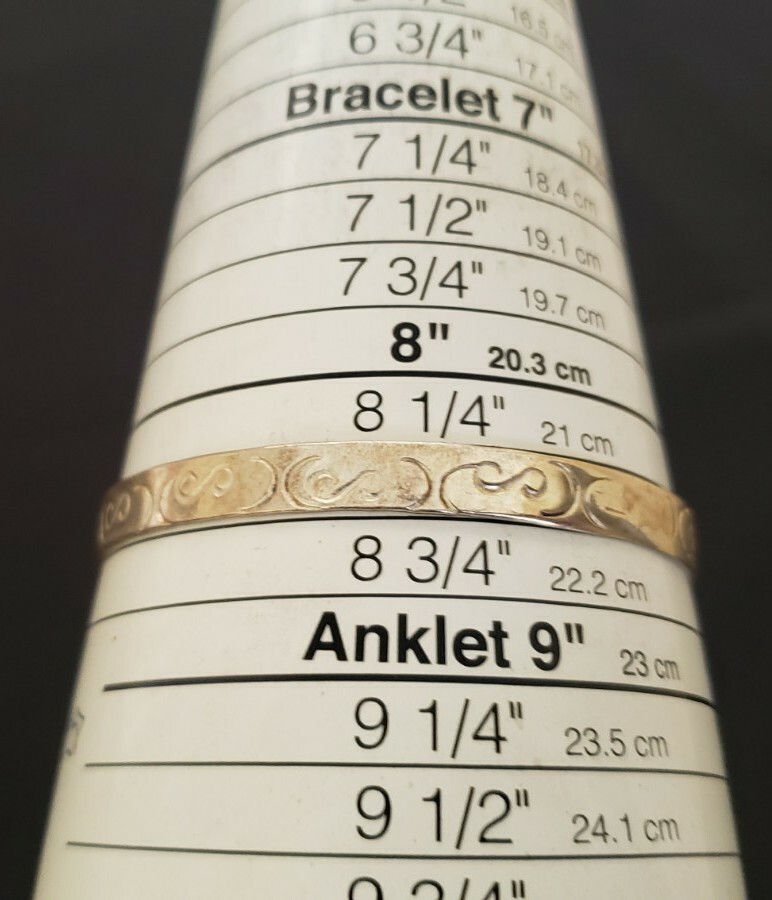 Vintage silver tone embossed handstamp bangle bracelets