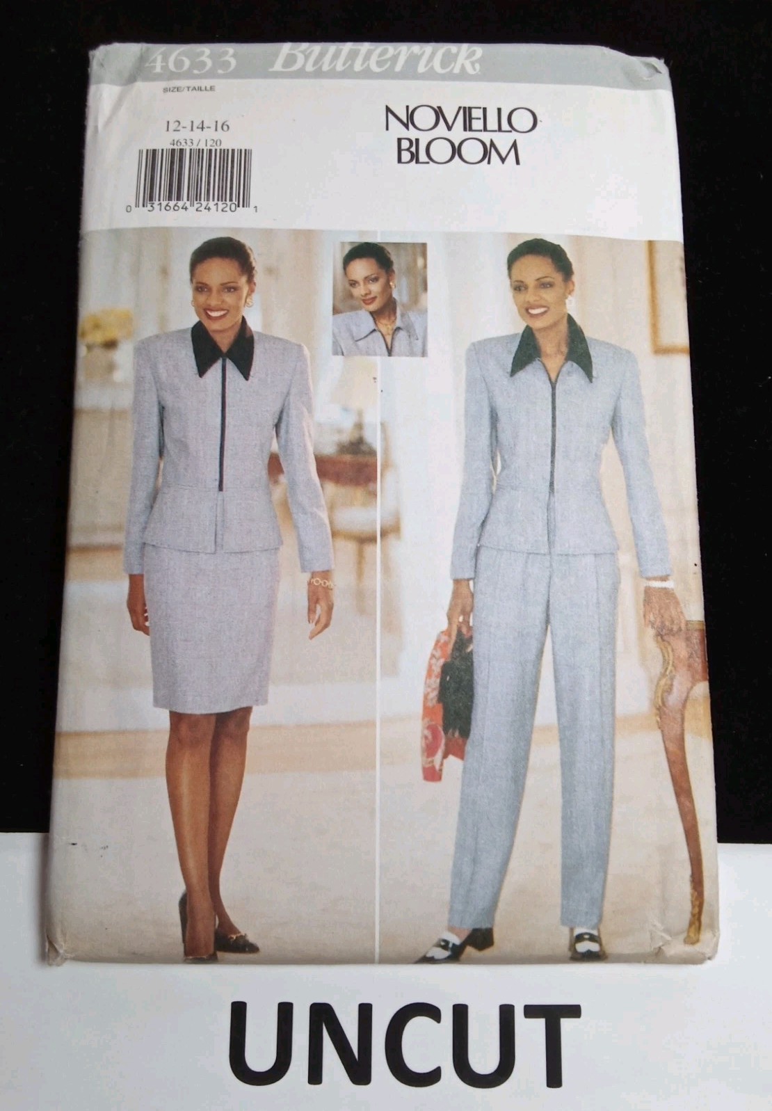 BUTTERICK UNCUT Pattern 4633 Misses 12-14-16 Front Zip Jacket Skirt Pants Suit