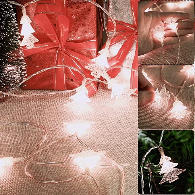 MILEXING Christmas Decorations 2 Modes 40 LED Christmas Tree String Lights Ba...