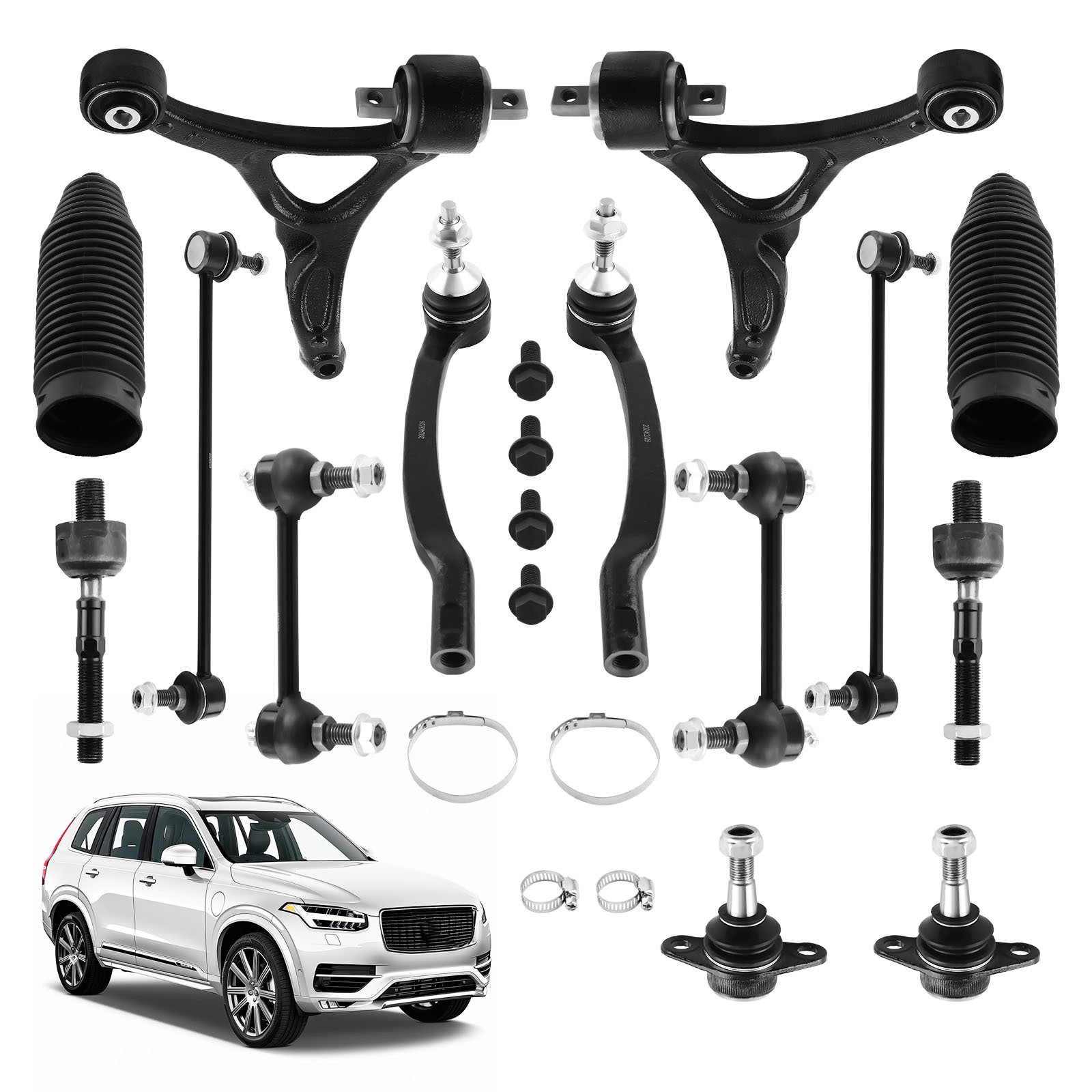 14x Front Lower Control Arm Tie Rod Sway Bar for 2003-2014 Volvo XC90 2.5T V8 T6