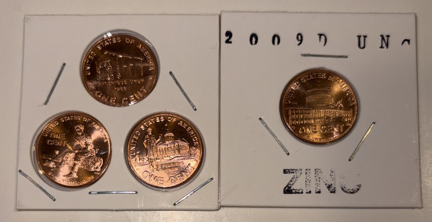 2009D SET OF 4 LINCOLN CENTS UNC.