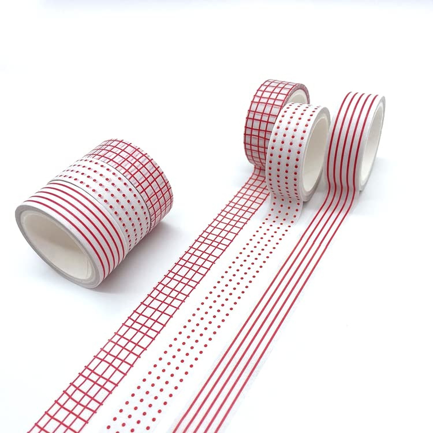 Basic Washi Tape Set 12 Rolls Dot & Grid Decorative Tapes for Journals, Plann...