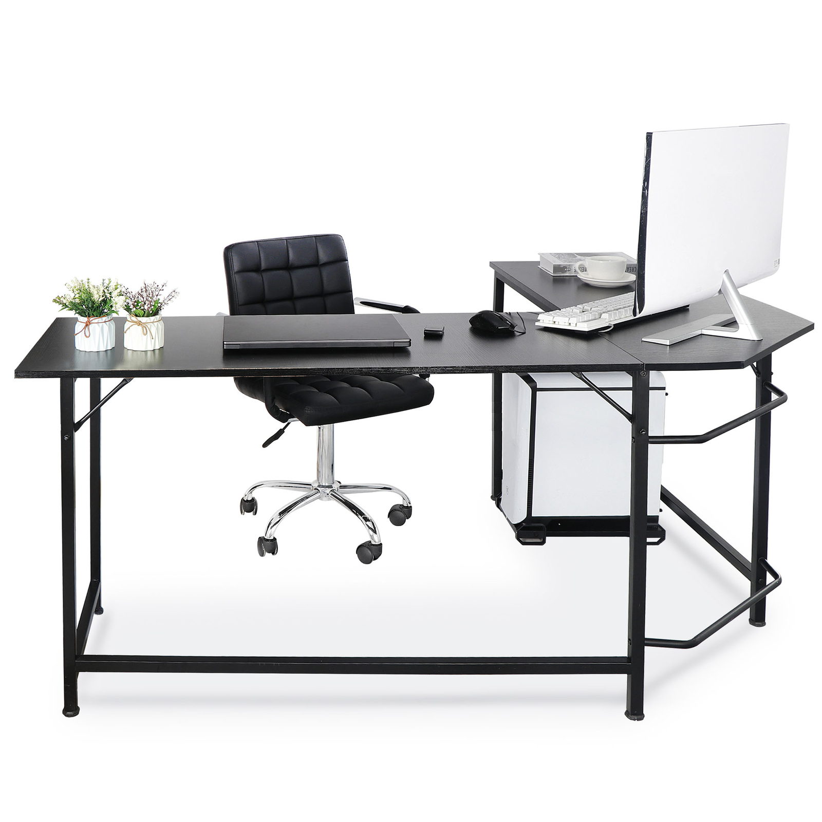 L-Shaped Desk Corner Computer Desk PC Laptop Study Table Workstation Home 66"