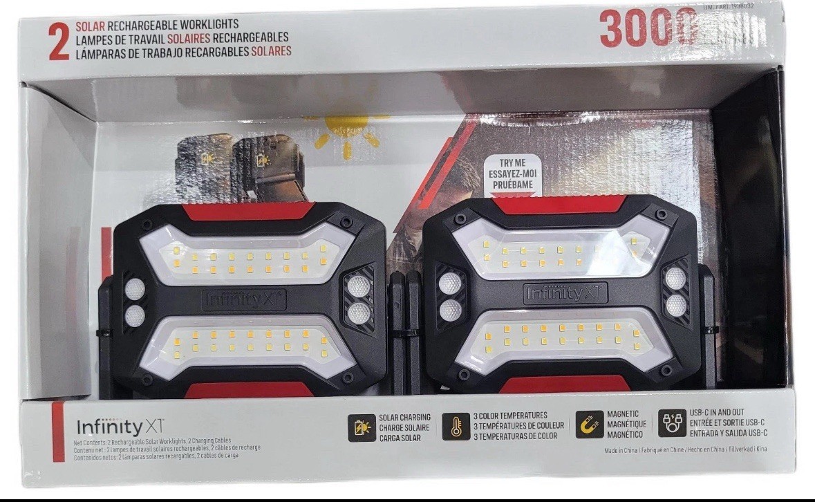 Infinity X1 Dual Powered Solar Work Light, 2-pack Infinity X1 Solar Worklights
