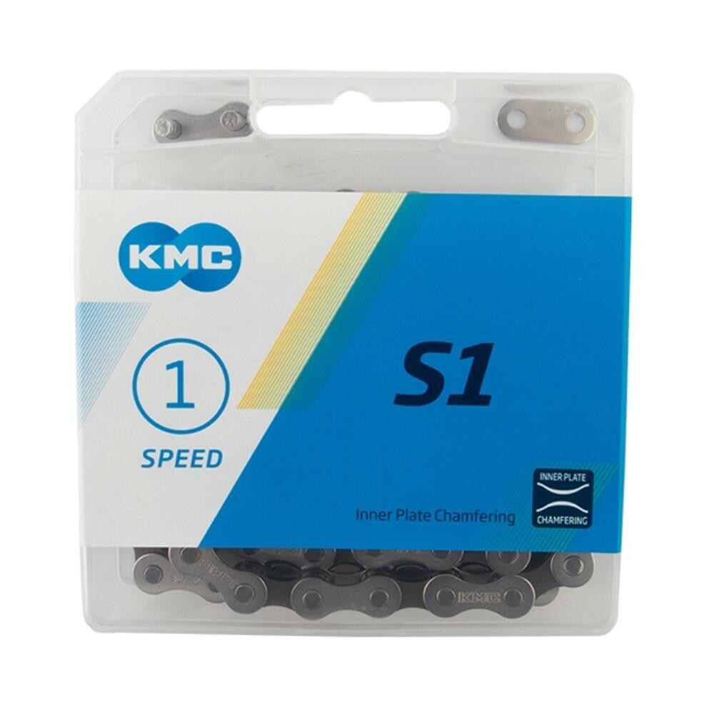 KMC S1 Chain Single Speed 1/2x1/8 Silver/Black 112 Links w/ Quick Link