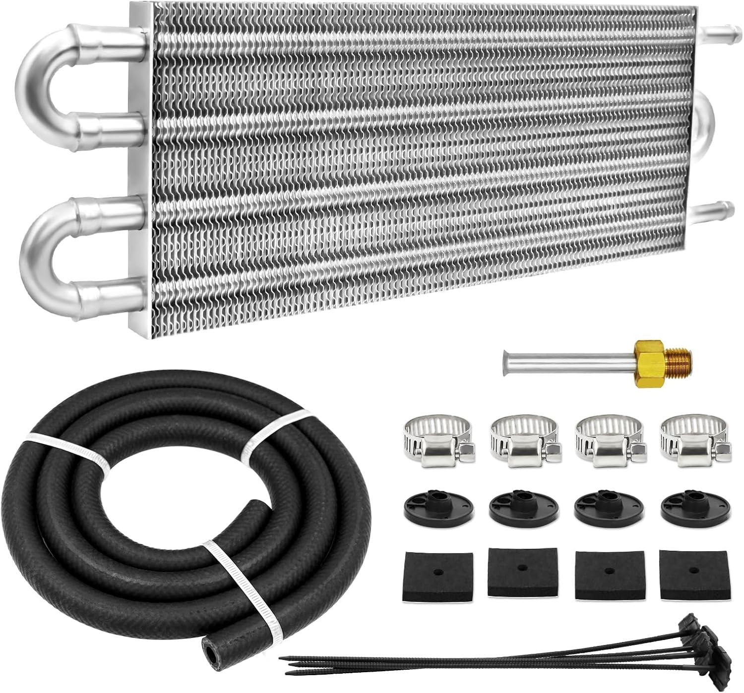 Enfriador Transmisión Universal 4 Pasos Tubo Aleta 5/16" Kit Aceite Aluminio