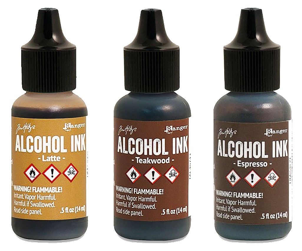 Ranger, Tim Holtz, Alcohol Ink, 3 Inks, Latte, Teakwood, Espresso Brown